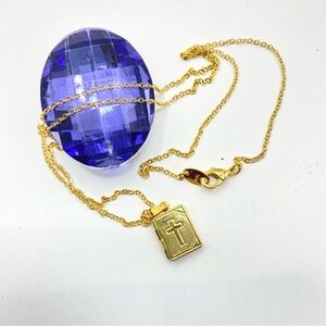 Gold Plated Photo Locket Christian Cross Necklace On NR Chain